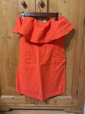 Anthropologie Strapless Orange Ruffle Dress
